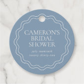 Dusty Blue | Wavy Scallop Border Vrijgezellenfeest Bedankjes Labels (Voorkant)