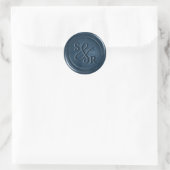 Dusty blue wax seal sticker met initialen (Tas)