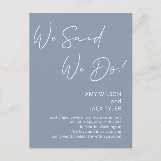 Dusty Blue We zeiden dat we de aankondiging van de Briefkaart (Voorkant)
