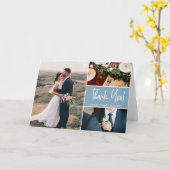 Dusty blue Weddenschap Aangepaste foto's Kaart (Gele Bloem)