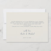 Dusty Blue Weddenschap Hartelijk dank Bedankkaart (Achterkant)