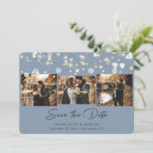 Dusty Blue Wedding 4 foto Sla de datum op Save The Date (Staand voorkant)