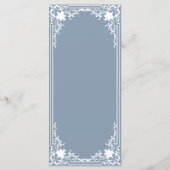  Dusty Blue Wedding Antiek Lijst Wit Menu (Achterkant)