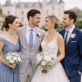 Dusty Blue Wedding Attire Card Kaart