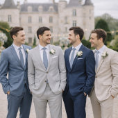 Dusty Blue Wedding Attire Card Kaart