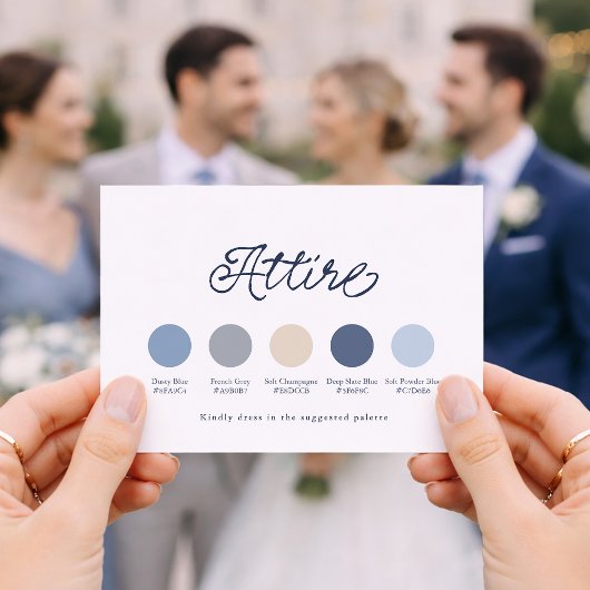 Dusty Blue Wedding Attire Card Kaart