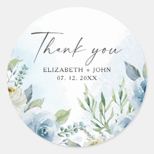 Dusty Blue Wedding Bedankt voor de klassieke ronde Sticker