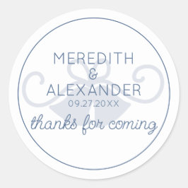Dusty Blue Wedding Bell Dank u Sticker