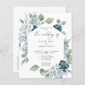 Dusty Blue Wedding Briefkaart (Voorkant / Achterkant)