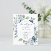 Dusty Blue Wedding Briefkaart (Staand voorkant)