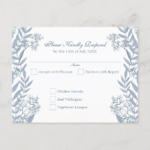 Dusty Blue Wedding Briefkaart RSVP