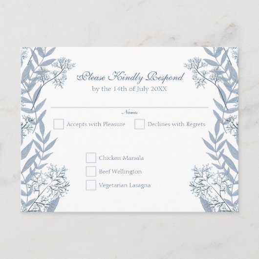 Dusty Blue Wedding  Briefkaart RSVP (Voorkant)