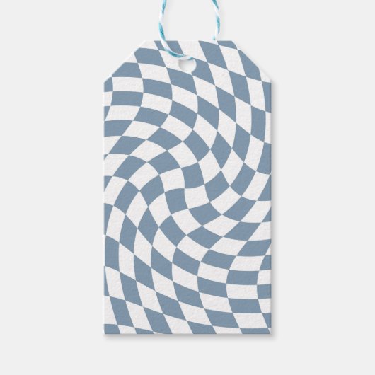 Dusty Blue Wedding Collectie Check Gecontroleerd Cadeaulabel (Voorkant)