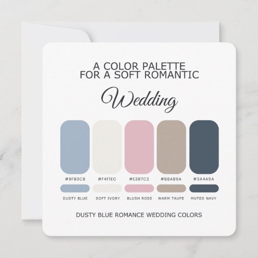 Dusty Blue Wedding Color Palette Romantic Wedding Kaart (Voorkant)