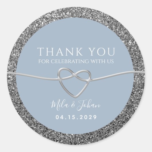 Dusty Blue Wedding Dank je wel Ronde Sticker (Voorkant)