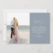 Dusty Blue Wedding Dank u Foto Minimalist Bedankkaart (Achterkant)