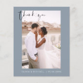 Dusty Blue Wedding Dank u Foto Minimalistische Kaa (Voorkant)