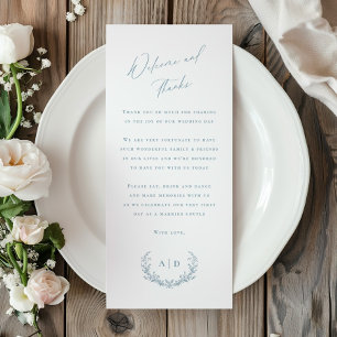 Dusty Blue Wedding Day Accueil et Carte de remerci