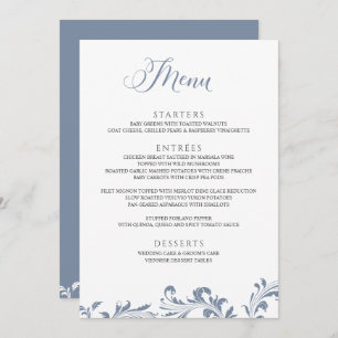 Dusty Blue Wedding  Elegant Classic Menu