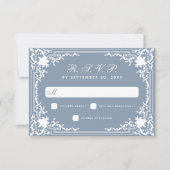  Dusty Blue Wedding Elegant White Script RSVP Kaartje (Voorkant)
