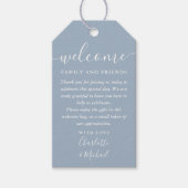 Dusty Blue Wedding Favor Welcome Basket Bag Cadeaulabel (Voorkant)