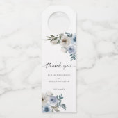 Dusty Blue Wedding Floral Elegant Script Rustic Flessenhanger (Voorkant)