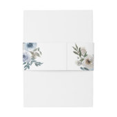 Dusty Blue Wedding Floral Elegant Script Rustic Uitnodigingen Wikkel (Achterkant Voorbeeld)