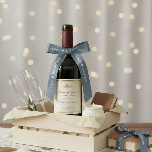 Dusty Blue wedding initial Couple name Lint