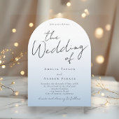Dusty Blue Wedding Invitation Arch Foto QR-code Kaart