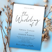 Dusty Blue Wedding Invitation Foto QR-code Kaart