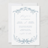 Dusty Blue Wedding Invitation Kaart (Voorkant)
