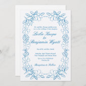 Dusty Blue Wedding Invite Kaart (Voorkant / Achterkant)