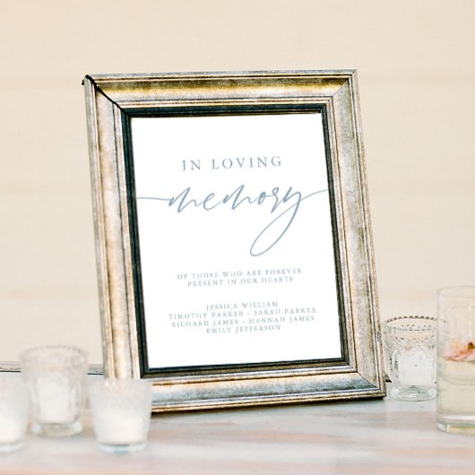 Dusty Blue Wedding Loving Memorial teken Poster