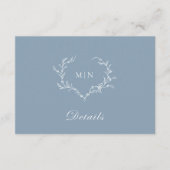 Dusty Blue Wedding Monogram Detail Informatiekaartje (Voorkant)