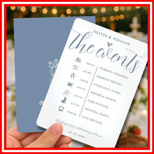 Dusty Blue Wedding Order of Events Programma