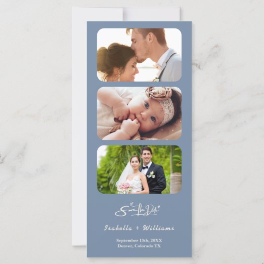 Dusty Blue Wedding Photo QR Code Elegant (Achterkant)