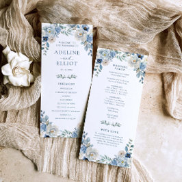 Dusty Blue Wedding Program Floral Wedding Program Programma