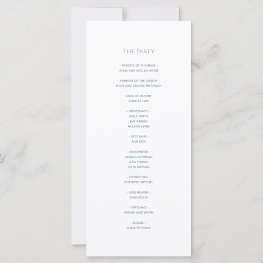 Dusty Blue Wedding Programme (Dos)