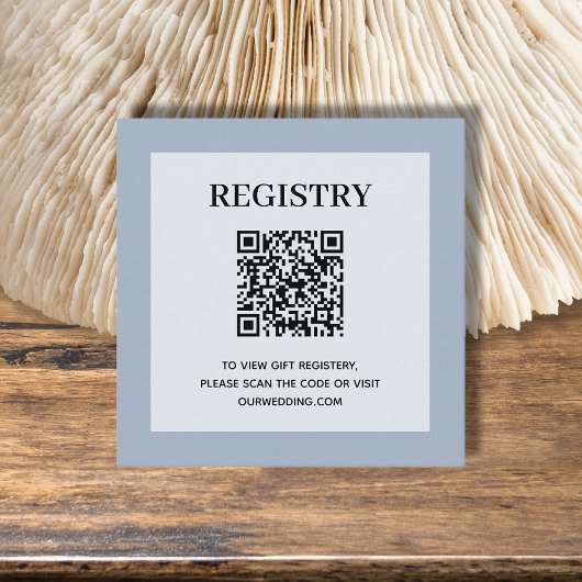 Dusty Blue Wedding Registry QR Code Informatiekaartje