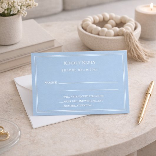 Dusty blue wedding response RSVP Notitiekaartje