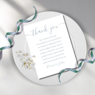 Dusty Blue Wedding Script Bedankt dat je kaart heb