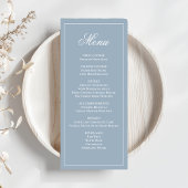 Dusty Blue Wedding Script Dinner Menu