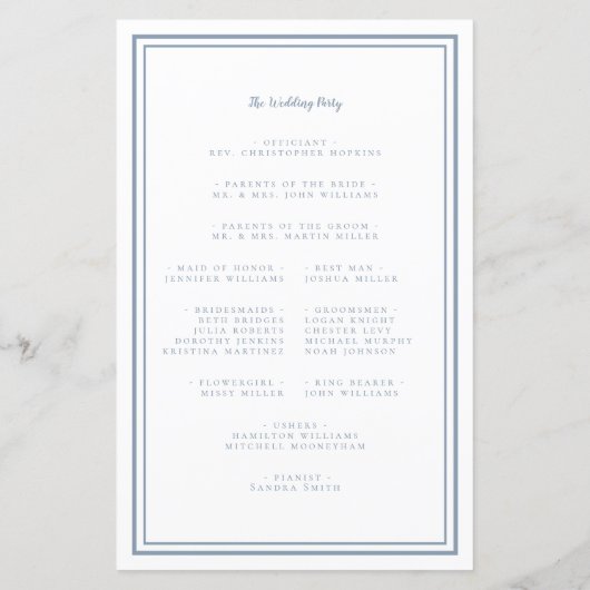 Dusty Blue Wedding Script Modern Ceremony Program (Achterkant)