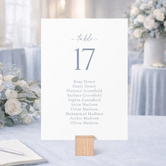 Dusty Blue Wedding Seating Chart Card Kaart