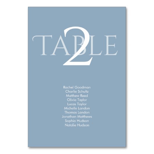 Dusty Blue | Wedding Table Number Seating Chart  Kaart (Achterkant)