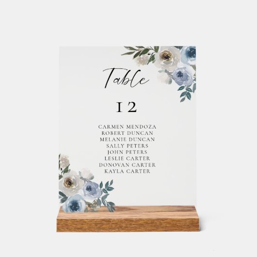 Dusty Blue Wedding Table Seating Chart (Recto)