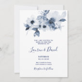 Dusty blue Wedding-uitnodiging Kaart (Voorkant)