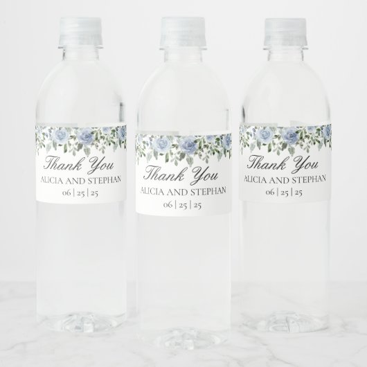 Dusty Blue Wedding Water Bottle Labels Waterfles Etiket (Flessen)