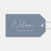 Dusty Blue Wedding Welcome Label – Elegant Favorie Cadeaulabel (Voorkant (Horizontaal))