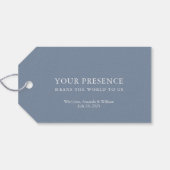 Dusty Blue Wedding Welcome Label – Elegant Favorie Cadeaulabel (Achterkant Horizontaal)